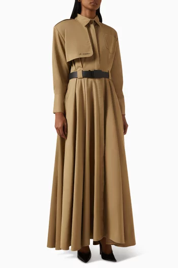 Trench Maxi Dress in Suiting-cotton