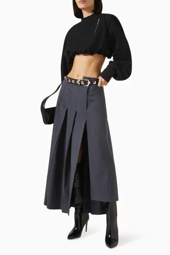 Half Pleated Midi Skirt