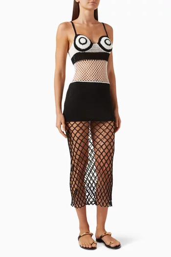 La Femme Crochet Dress in Viscose-knit