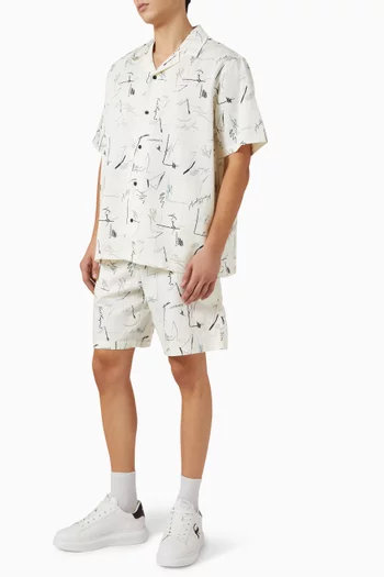 Printed Bowling Shirt in Cotton-blend