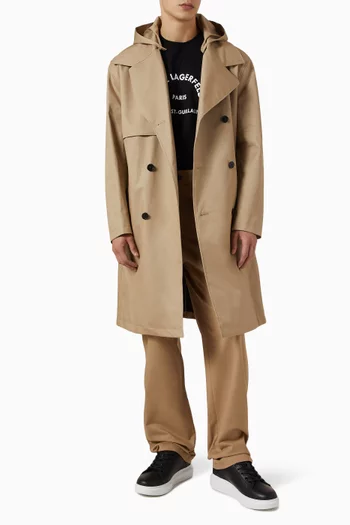 Hooded Trench Coat in Cotton