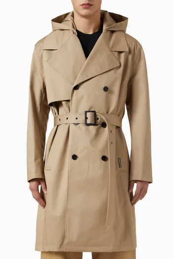 Hooded Trench Coat in Cotton