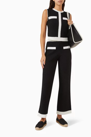 Contrast-trim Crop Top in Nylon-knit