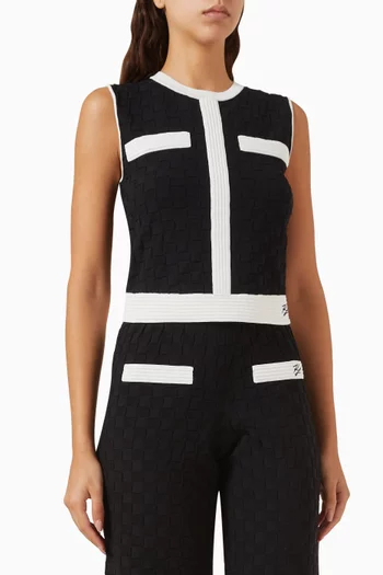 Contrast-trim Crop Top in Nylon-knit