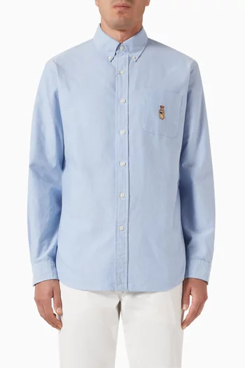 Bear Embroidered Shirt in Cotton