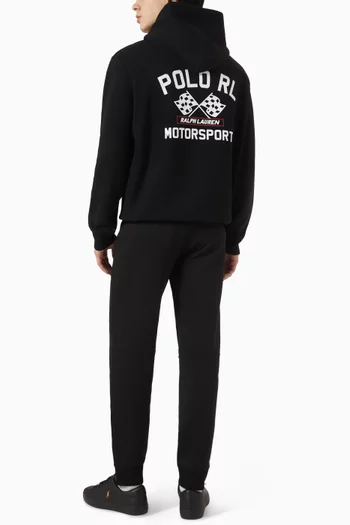 كنزة بغطاء رأس وشعار Motorsport مزيج قطن