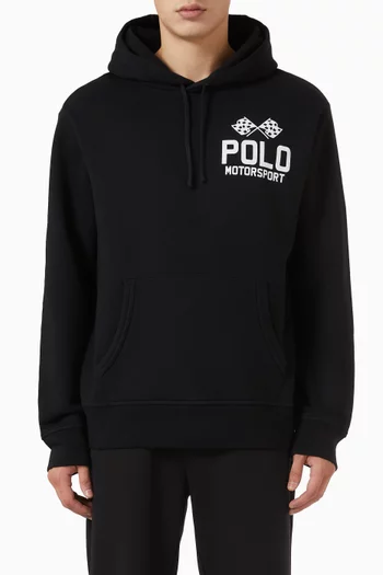 كنزة بغطاء رأس وشعار Motorsport مزيج قطن