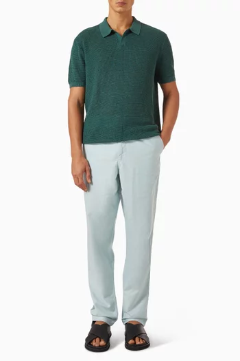 Johnny-collar Sweater in Linen Mesh-knit