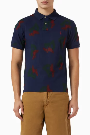 Printed Polo Shirt in Cotton