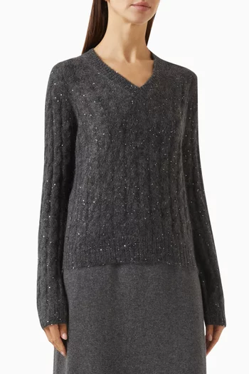 Cable-knit Sweater in Mohair Blend