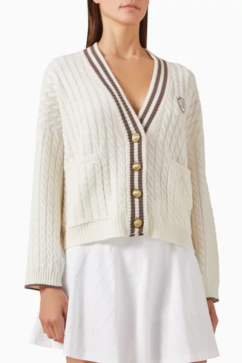 Logo Cardigan in Cashmere Cable Knit