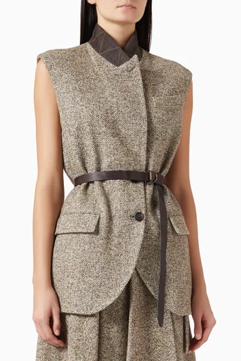 Flecked Belted Vest in Wool-blend