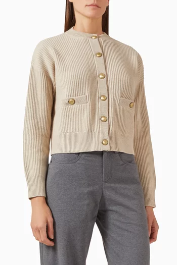 English Rib Cardigan in Wool, Cashmere & Silk