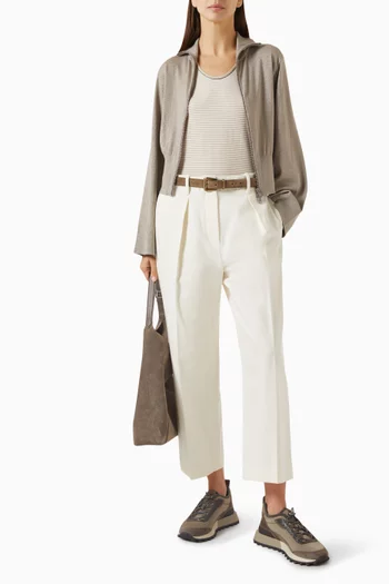 Zip-front Cardigan in Silk & Cashmere