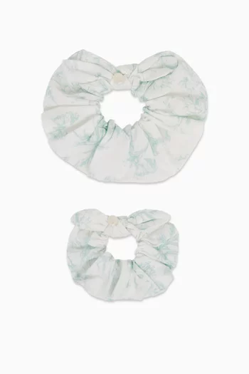 Printed Scrunchie in Cotton, Set of 2