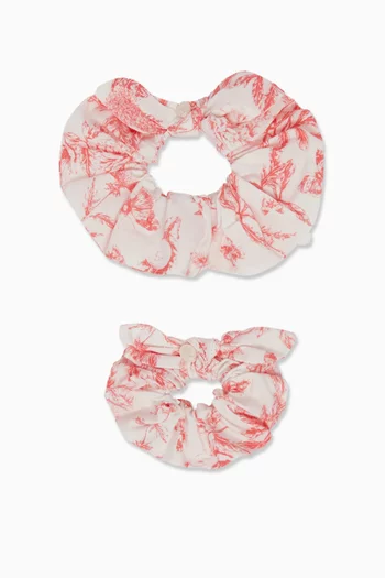 Printed Scrunchie in Cotton, Set of 2