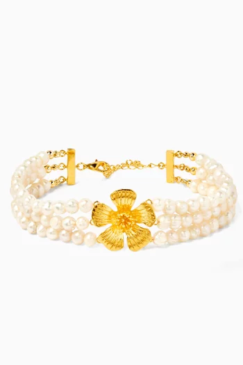 Miyabi Pearl Choker in 24kt Gold-plated Brass