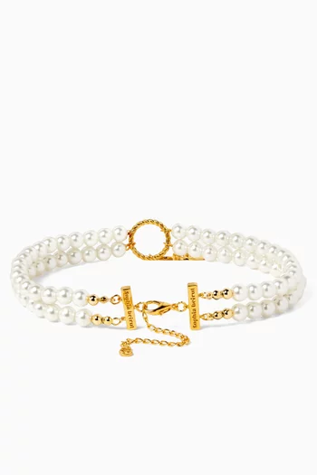 Sora Pearl Necklace in 24kt Gold-plated Brass