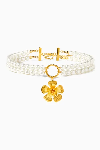 Sora Pearl Necklace in 24kt Gold-plated Brass