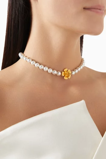 Aika Pearl Choker in 24kt Gold-plated Brass