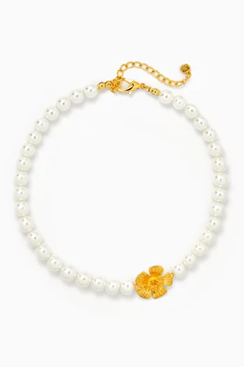Aika Pearl Choker in 24kt Gold-plated Brass