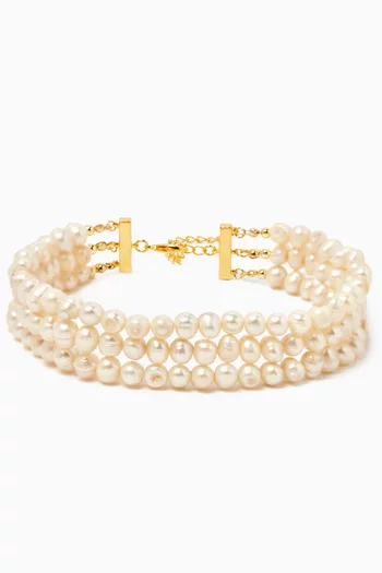 Françoise Pearl Choker in 24kt Gold-plated Brass