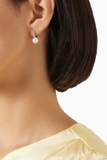 Bianca Pearl Huggie Earrings in 18kt Gold-plated Sterling Silver