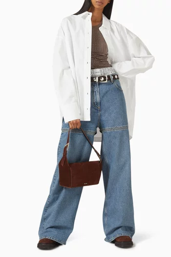 Wide-leg Slit Jeans in Denim