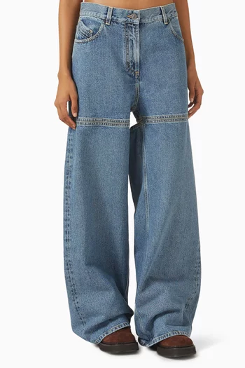 Wide-leg Slit Jeans in Denim