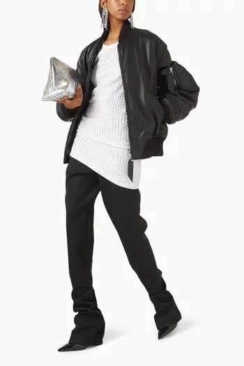 Oversized Bomber Jacket in Leather