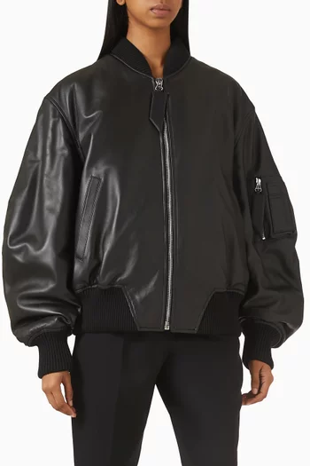 Oversized Bomber Jacket in Leather