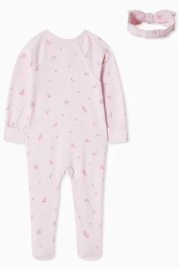 Zip-up Sleepsuit & Headband Set in Organic Cotton