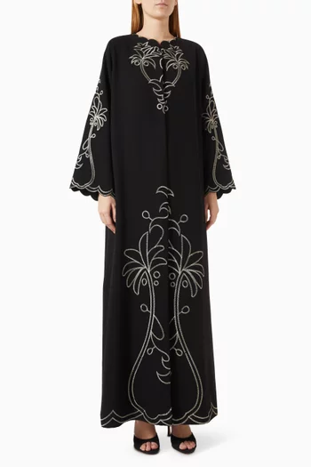 Embroidered Abaya in Polycrepe