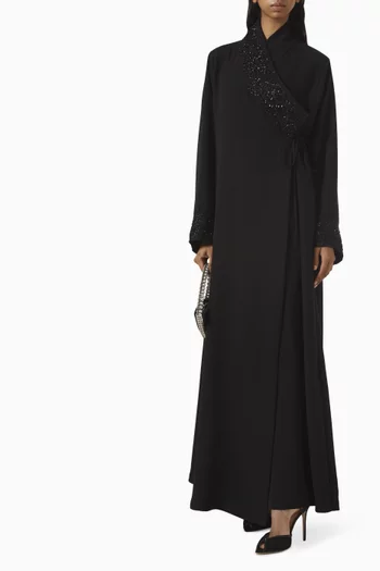 Embellished Lace Wrap Abaya