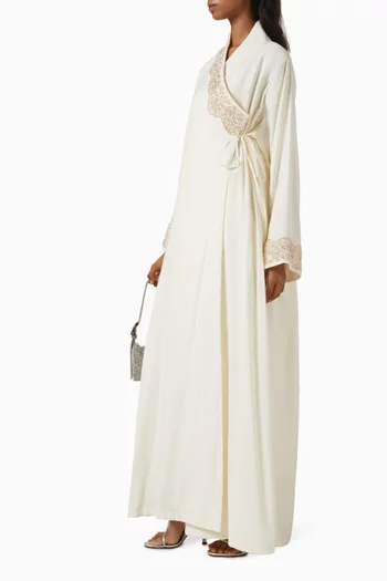 Embellished Lace Wrap Abaya