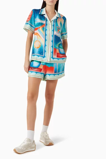 قميص جالاكسي كورت بياقة كوبية حرير تويل