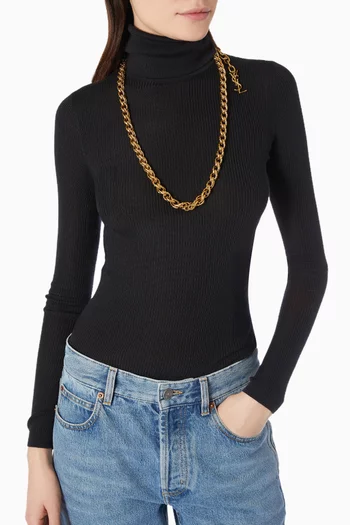 Wave Rope Chain Necklace in Gold-tone Brass