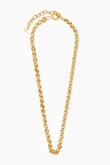 Wave Rope Chain Necklace in Gold-tone Brass