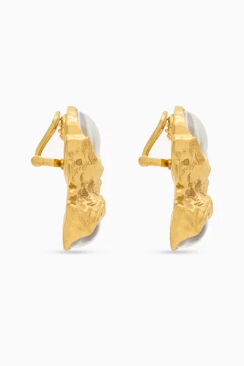 Bubble Cabochon Earrings in Gold-tone Metal