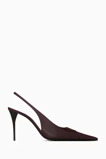 Babylone Breteuil 90 Slingback Pumps in Smooth Leather