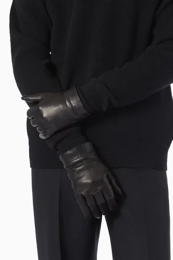 Cassandre Short Gloves in Leather & Wool