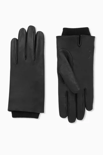Cassandre Short Gloves in Leather & Wool
