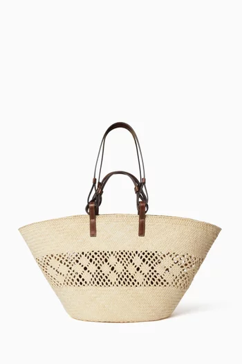 Large Logo Tote Bag in Raffia