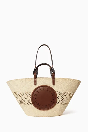 Large Logo Tote Bag in Raffia