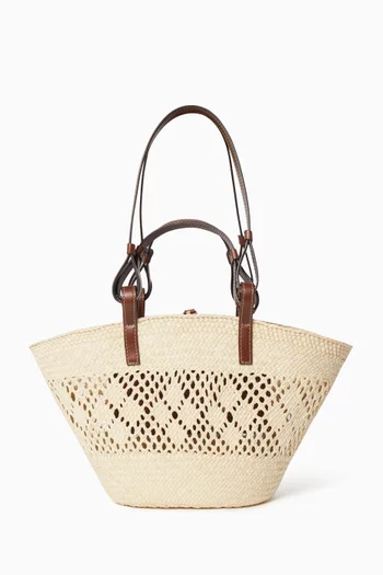 Medium Logo Tote Bag in Raffia