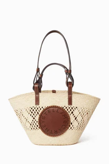 Medium Logo Tote Bag in Raffia