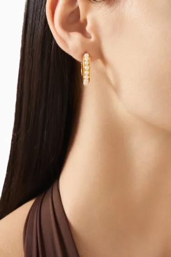 1990 Vintage Pearl Hoop Earrings