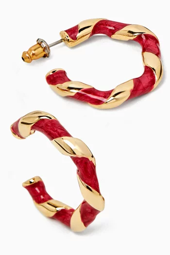 1980s Vintage Enamel Hoop Earrings