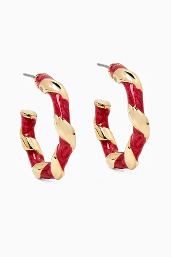 1980s Vintage Enamel Hoop Earrings