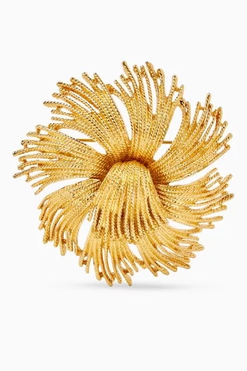 Rediscovered 1980s Vintage Starburst Brooch in 22kt Gold-plated Metal